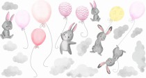 Naklejki ścianę dla dzieci 40218 zajączki z balonami Naklejkomania - zdjecie 2 - miniatura