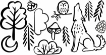 Naklejka ścienna dla dzieci -  zwierzątka, las, drzewa, wilk 10356 Naklejkomania - zdjecie 2 - miniatura