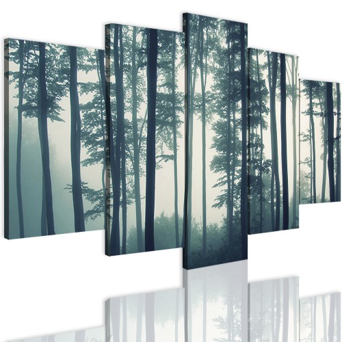 Obrazy 5 częściowe- Pejzaż, las, zmrok 12346
