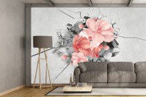 Fototapeta na ścianę tapeta na fizelinie do salonu 3D Kwiaty, dziura 10670 Naklejkomania - zdjecie 1 - miniatura