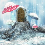 Magiczne drzwi i schody w zimowej scenerii Naklejkomania - zdjecie 1 - miniatura