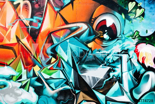 Abstract Graffiti detail on the textured wall
