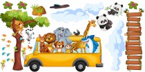 Naklejki na ścianę dla dzieci  41054 zwierzęta safari wesoły autobus Naklejkomania - zdjecie 2 - miniatura