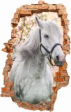 Naklejka na ścianę , dziura 3D biały koń  3663 Naklejkomania - zdjecie 2 - miniatura