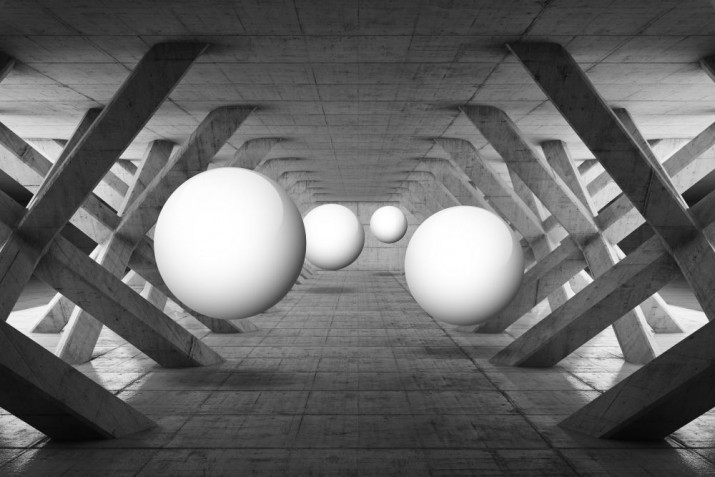 Fototapeta na ścianę tapeta na fizelinie do salonu Tunel perspektywa kule 3D 10662 - zdjęcie 2