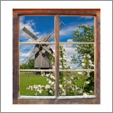 Naklejka na ścianę, dziura 3D okno łąka wiatrak 3175 Naklejkomania - zdjecie 2 - miniatura