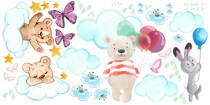 Naklejki dla dzieci - bajka, misie, zwierzątka, chmurki, balony 15050 Naklejkomania - zdjecie 2 - miniatura