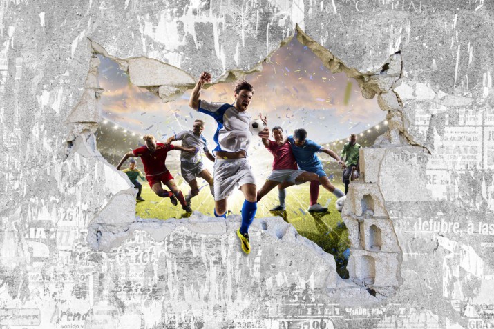 Fototapeta piłkarska na ścianę dla dzieci młodzieży sport Tapety winylowe 3d 10703  tapeta piłkarska - zdjęcie 2
