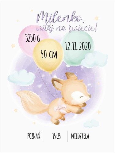 Metryczka dla dzieci prezent narodziny chrzest 69008 - zdjęcie 3