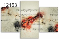 Tryptyk do salonu - Obraz, skrzypce, nuty 12163 Naklejkomania - zdjecie 1 - miniatura