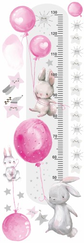 Naklejka ścienna dla dzieci -  miarka wzrostu króliki gwiazdki balony 41253 - zdjęcie 2