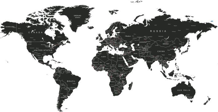 Naklejka ścienna - mapa świata czarna angielska mapa 5 - zdjęcie 2