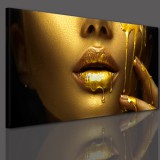 Obraz na ścianę do sypialni salonu kobieta w złocie 41255 Naklejkomania - zdjecie 4 - miniatura