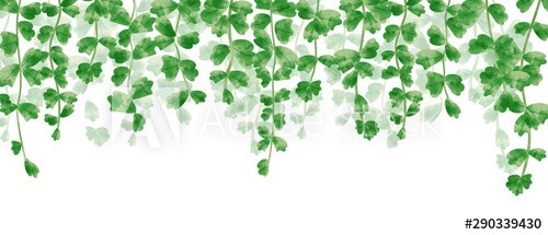 Wallpaper of hanging leaves in green watercolor illustration. - zdjęcie 1