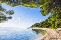 Beautiful beach near Brela town, Dalmatia, Croatia. Makarska riviera, famous landmark and travel touristic destination in Europe Naklejkomania - zdjecie 1 - miniatura