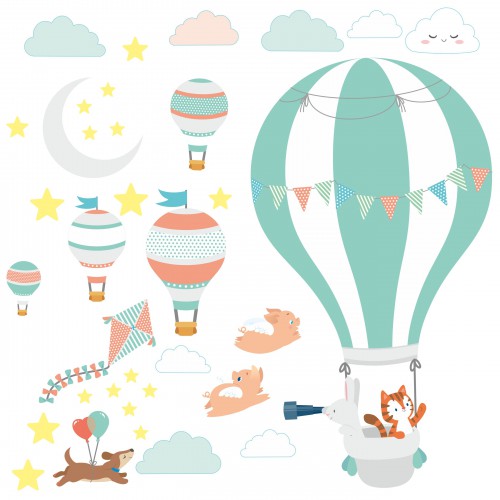 Naklejka ścienna dla dzieci -  balony, niebo 9718 - zdjęcie 2