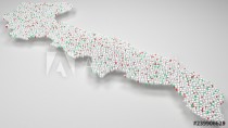 3D Map of the Region of Apulia - Italy | 3d Rendering, mosaic of little bricks - White and flag colors. A number of 4312 little boxes are accurately inserted into the mosaic. Flag colors Naklejkomania - zdjecie 1 - miniatura