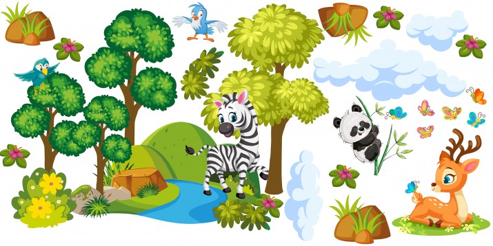 Naklejki na ścianę dla dzieci safari 41048 wesołe zwierzaki - zdjęcie 2