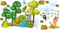 Naklejki na ścianę dla dzieci safari 41048 wesołe zwierzaki Naklejkomania - zdjecie 2 - miniatura