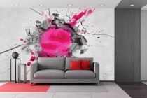 Fototapeta na ścianę tapeta na fizelinie do salonu 3D Różowa dziura 10671 Naklejkomania - zdjecie 1 - miniatura