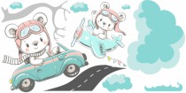 Naklejki dla dzieci - bajka, droga samochód, samolot chmurki 9820 Naklejkomania - zdjecie 2 - miniatura