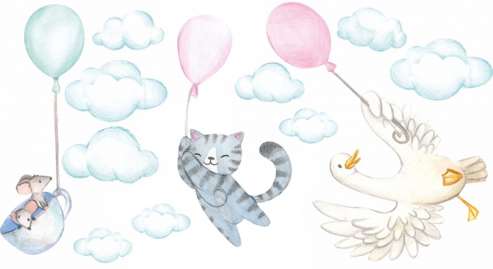 Naklejka ścienna dla dzieci - balony, chmurki 9757 - zdjęcie 2