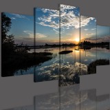 Obrazy 5 częściowe- Pejzaż, wschód słońca, jezioro 12345 Naklejkomania - zdjecie 3 - miniatura
