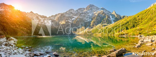 Tatra National Park, a lake in the mountains at the dawn of the sun. Poland - zdjęcie 1