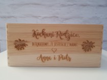 Skrzynka drewniana, prezent, podziękowania dla rodziców, ślub wesele, wzór 1 Naklejkomania - zdjecie 2 - miniatura