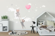Naklejki dla dzieci dziecka na ścianę króliczek na księżycu 40345 Naklejkomania - zdjecie 1 - miniatura