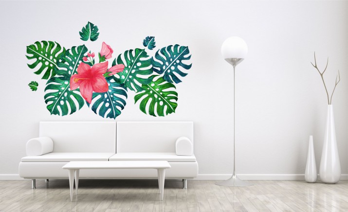 Naklejka na ścianę kwiaty liście monstera 9868 - zdjęcie 3