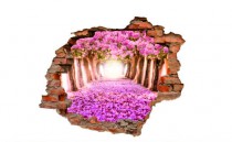 Naklejka na ścianę, dziura 3D  cegły park drzewa kwiaty 3132 Naklejkomania - zdjecie 2 - miniatura
