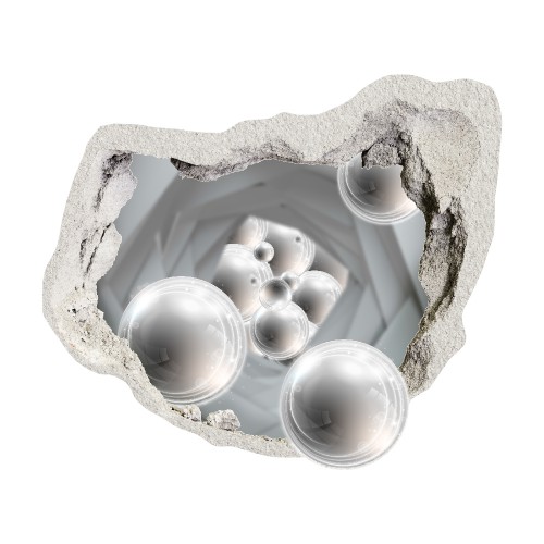 Naklejka na ścianę, dziura 3D tunel perspektywa kule 2413 - zdjęcie 2