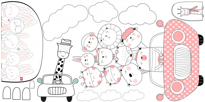 Naklejki ścienne dla dziecka misie w aucie 41198 - zdjęcie 2