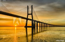 Vasco da Gama bridge at sunrise, Lisbon Naklejkomania - zdjecie 1 - miniatura