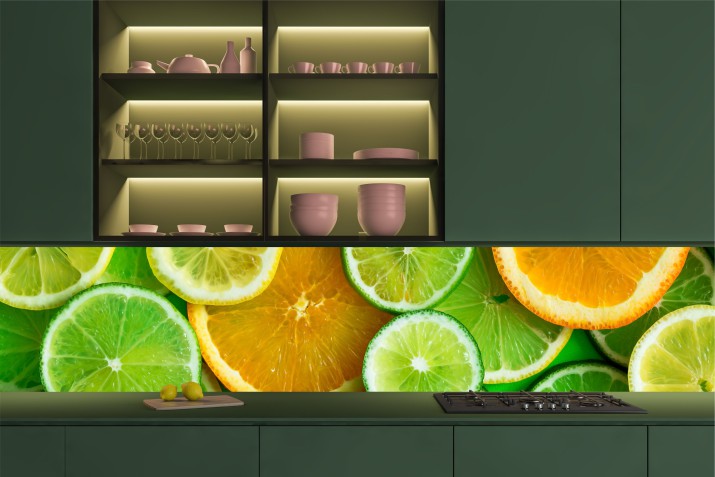 Panele kuchenne PCV 269461909 limonki, pomarańcze panel dibond