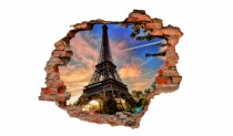 Naklejka na ścianę, dziura 3D  cegły miasto Paryż Wieża Eiffla niebo 3131 Naklejkomania - zdjecie 2 - miniatura