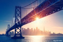 San Francisco skyline retro view. America spirit - California theme. USA background. Naklejkomania - zdjecie 1 - miniatura
