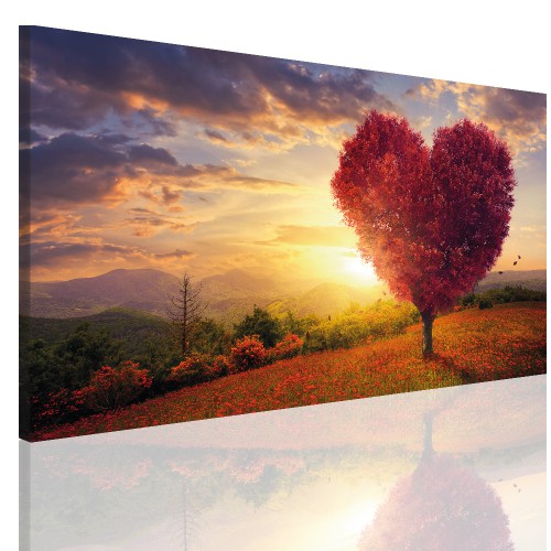 Obraz na ramie płótno canvas- Pejzaż, drzewo, serce 10401 Naklejkomania - zdjecie 1