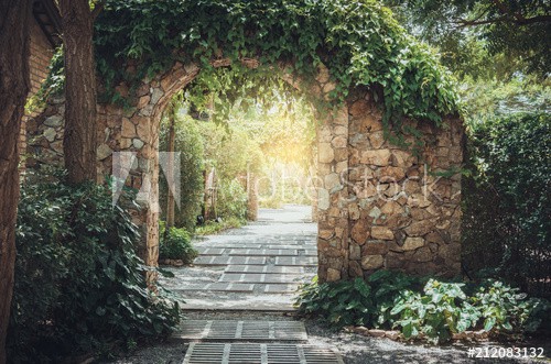 Stone arch entrance wall.