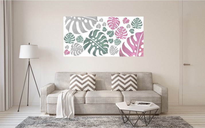 Obraz na ramie płótno canvas- Liście monstera monster kwiaty 10414 - zdjęcie 2