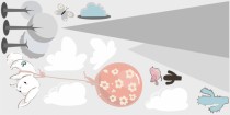 Naklejka ścienna dla dzieci - balony, chmurki, góry 9801 Naklejkomania - zdjecie 2 - miniatura