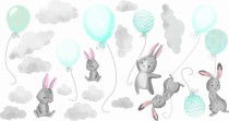 Naklejki ścianę dla dzieci 40219 zajączki z balonami Naklejkomania - zdjecie 2 - miniatura