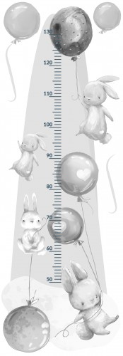 Naklejka ścienna dla dzieci -  miarka wzrostu króliczki balony 41515 Naklejkomania - zdjecie 1