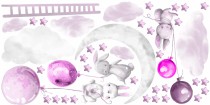 Naklejki dla dzieci na ścianę króliczki fioletowe balony 41489 Naklejkomania - zdjecie 2 - miniatura