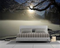 Fototapeta na ścianę tapeta na fizelinie do sypialni, las, jezioro, mgła 10072 Naklejkomania - zdjecie 1 - miniatura
