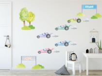 Naklejki na ścianę dla dzieci - 40203 tor wyścigowy, auta, wyścigi Naklejkomania - zdjecie 1 - miniatura