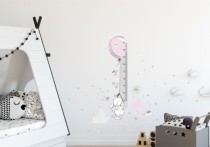 Naklejka ścienna dla dzieci -  miarka wzrostu króliczek balon gwiazdki chmurki 40022 Naklejkomania - zdjecie 1 - miniatura