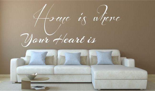 539 Dekoracyjna naklejka napis na ścianę do salonu Home is where the Heart is Naklejkomania - zdjecie 1