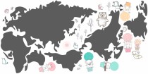 Naklejka ścienna - mapa świata zwierzęta w balonach 41381 Naklejkomania - zdjecie 2 - miniatura